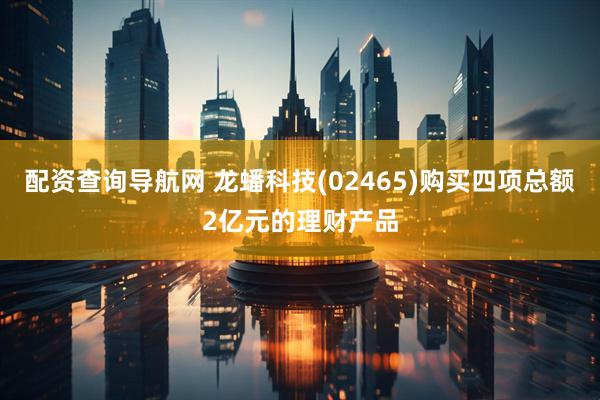 配资查询导航网 龙蟠科技(02465)购买四项总额2亿元的理财产品